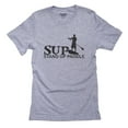 thumbnail image 1 of Stand Up Paddle Board Surfer Riding Wave Graphic Men's Grey T-Shirt, 1 of 2