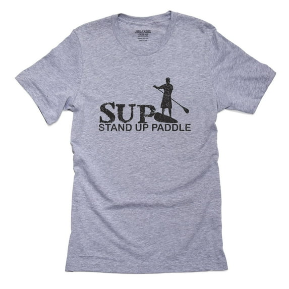 Stand Up Paddle Board Surfer Riding Wave Graphic Men's Grey T-Shirt