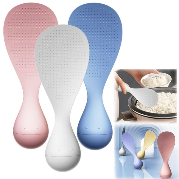 Stand-Up Rice Spoon with Non-Stick Heat-Resistant Plastic, Ergonomic Design for Easy Serving and Cleaning