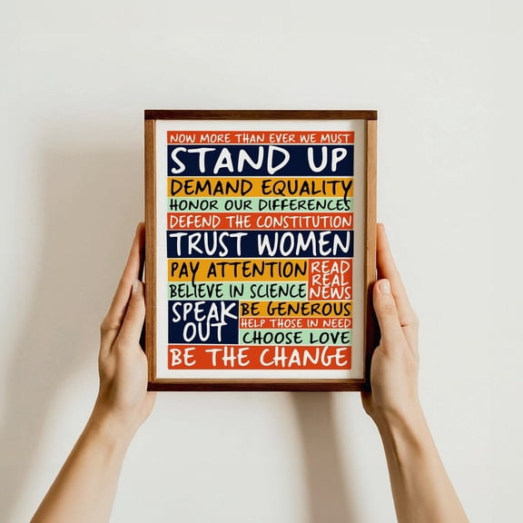 Stand Up Social Justice Motivational Equality Activist Wall Art, Unframed Paper Poster 8x10in
