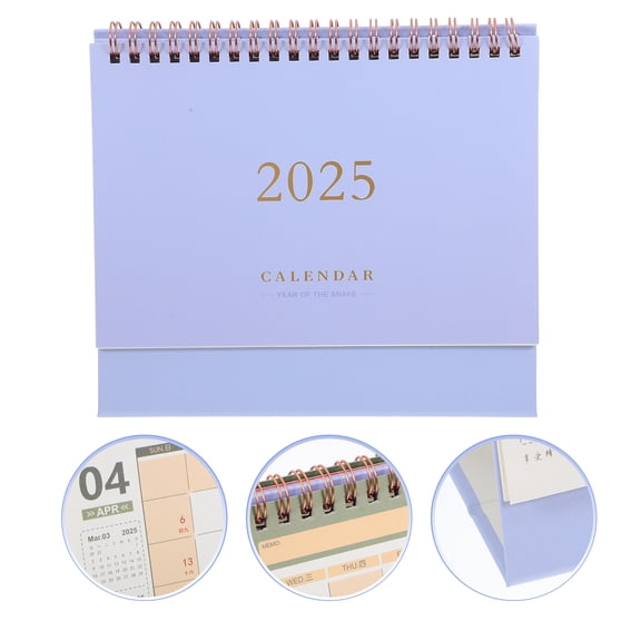 FRCOLOR Lavender Desktop Calendar with Spiral Binding for Home Use Minimalist Stylish Standing Table Calendar