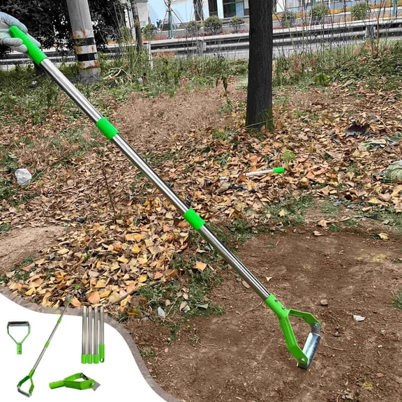 Stand-Up Weeds Puller Tool 63" Stainless Steel Weeding Hoe Set