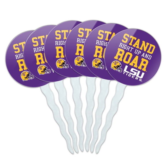 Stand Up and Roar LSU Tigers Football Cupcake Picks Toppers Decoration Set of 6