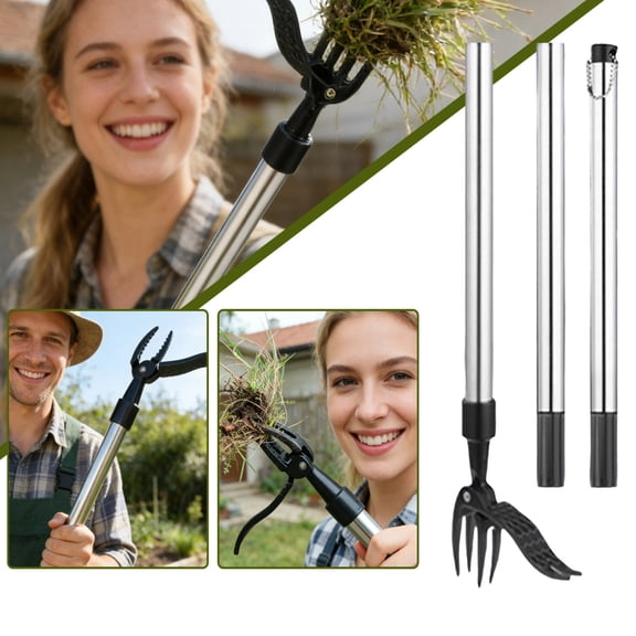 Stand Up Weed Puller Tool for Garden Lawn, 4 Claw Steel Head Weeder Tool with Foot Pedal to Eliminate Bending and Protect Your Back