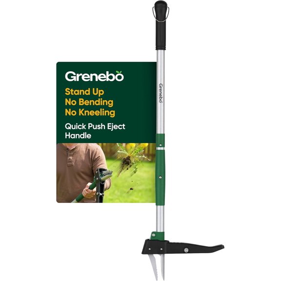 Stand Up Weed Puller Tool, Claw Garden Removal Tool with Eject Mechanism, Heavy-Duty Manual Weeder, Root Remover for Dandelion, Crabgrass & Weeds, Without Bending, or Kneeling