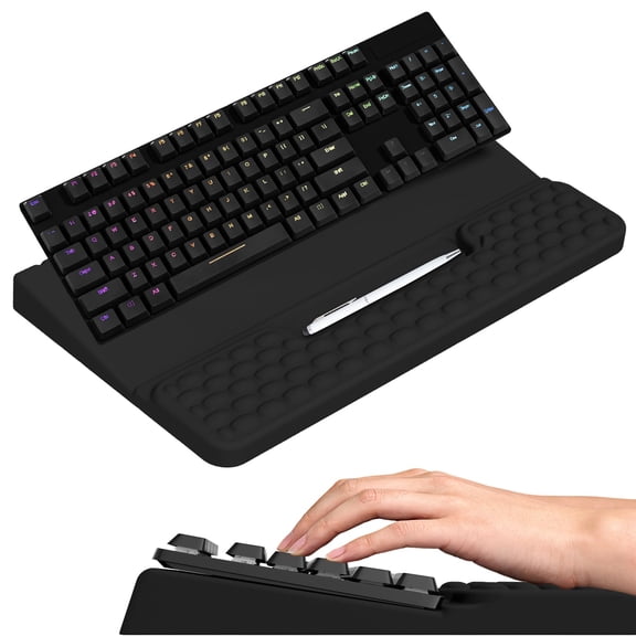 Stand With Wrist Rest Computer Pad Support Riser Holder Lift Tray Soft Memory Foam Desk For Office Home School - Black