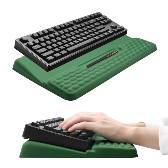 Stand With Wrist Rest Computer Support Pad Tilted Riser Holder Lift Tray Easy Typing Comfy Soft Memory Foam Desk Cushion For Office (03- Green)