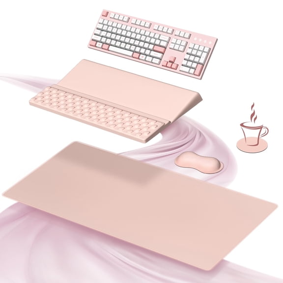 Stand Wrist Rest Pad And Mouse Set With Large Mousepad Desk Mat  Memory Foam Comfort Office Accessories For Efficiency Pink