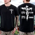 thumbnail image 1 of Stand for the Flag Kneel for the Cross T-Shirt, Christian Patriotic Graphic Tee, Unisex Religious Shirt, Short Sleeve Cotton Top, 1 of 7