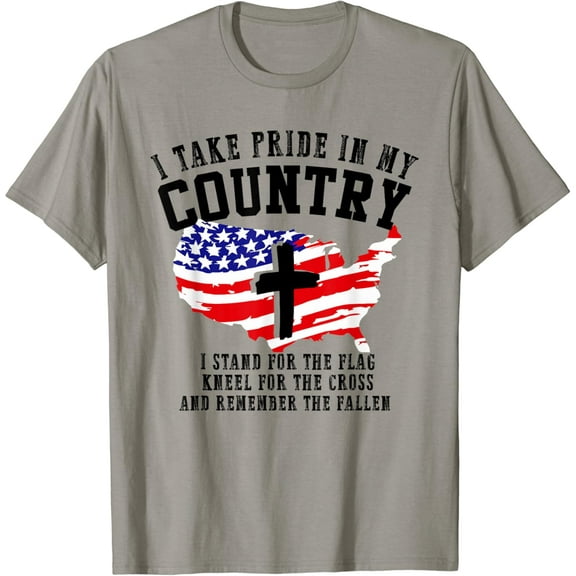 Stand for the flag Kneel for the cross 4th of July American T-Shirt100% cotton
