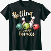 HAOY Stand out from the crowd with our 'Rolling with my Homies' Black TShirt Retro vibes and vibrant colors make it a striking choice
