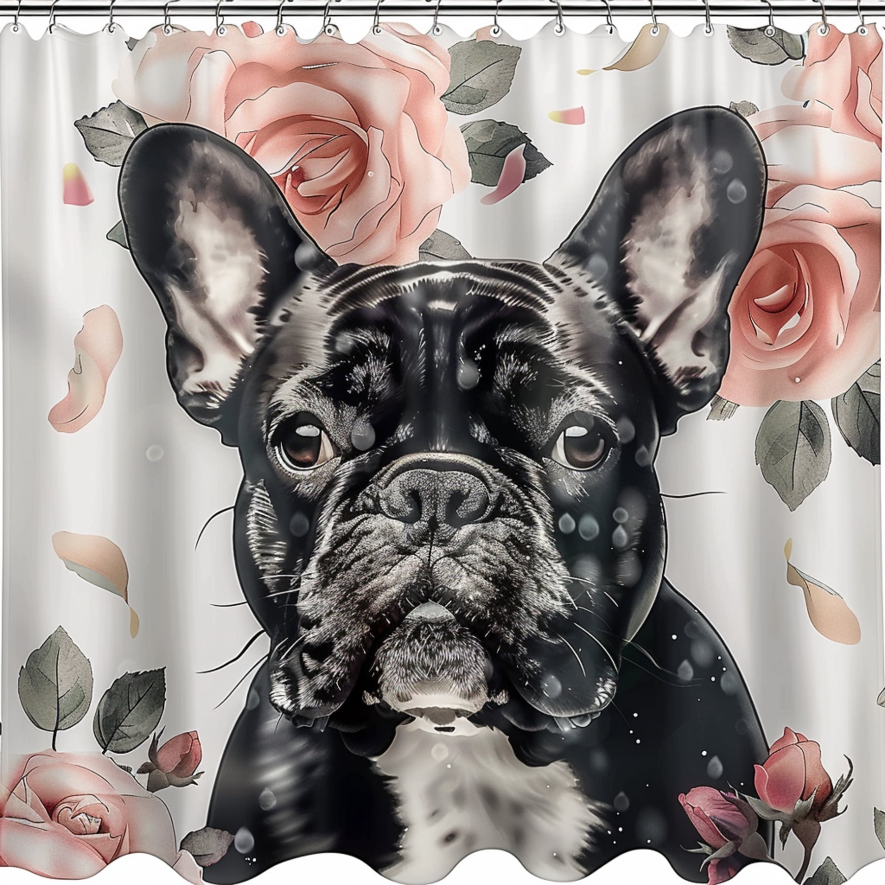 Stand out from the crowd with our unique French Bulldog shower curtain