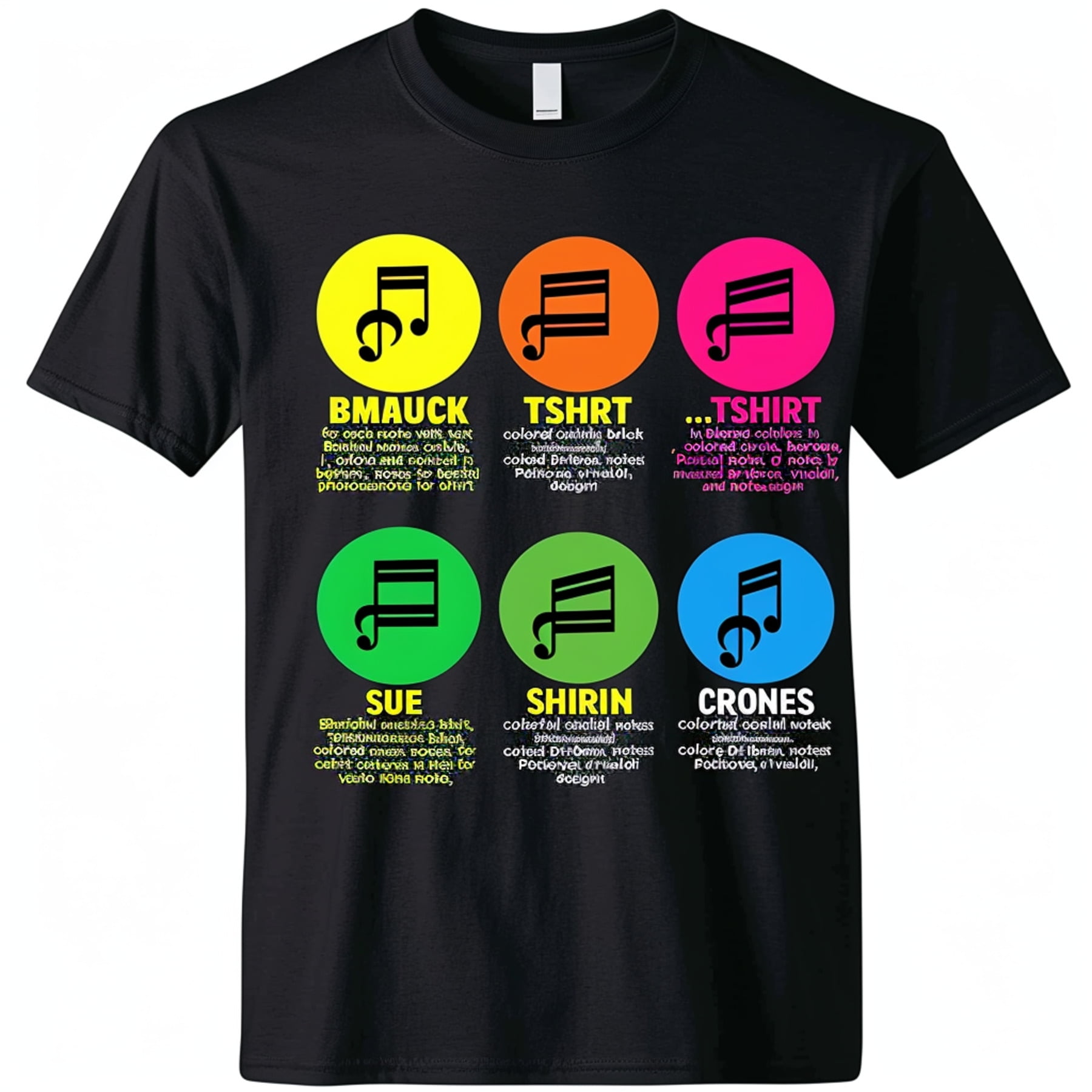 Stand out in style with our Black TShirt featuring iconic music notes