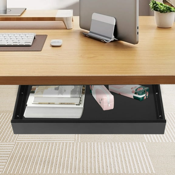 Stand up Desk Store Add-on Office Sliding Under-Desk Drawer Storage Organizer