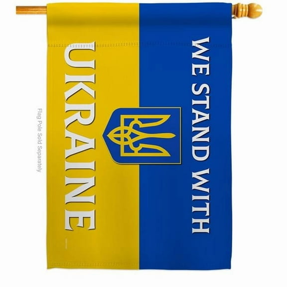 Stand with Ukraine Support Cause 28 x 40 in. Double-Sided Decorative Horizontal House Flags for Decoration Banner Garden Yard Gift