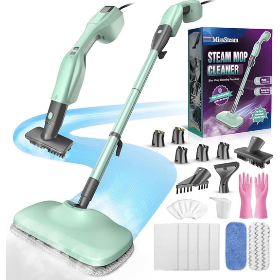 Standable Safe & High Temp Steam Mop Cleaner for Deep Cleaning, Powerful MultiPurpose and Heavy Duty Handheld Cleaner, Detachable Floor Steamer with 18 Accessory Hardwood Laminate Tile Grout