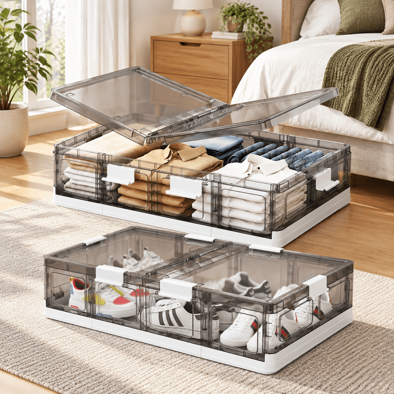 Standard - 2 PACK Plastic Under Bed Rolling Storage Containers with ...