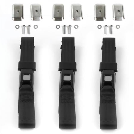 Standard 2 Point Black Lap Bench Seat Belt Kit with Bracketry for 1973-1991 Chevy FS Blazer - 3 Belts
