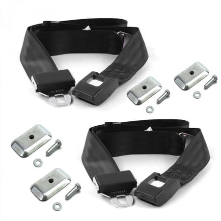 Standard 2 Point Black Lap Bucket Seat Belt Kit with Bracketry & 2 Belts for 1953-1970 Jeep CJ & DJ