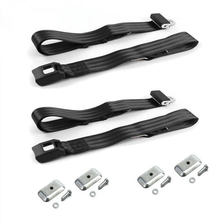 Standard 2 Point Black Lap Bucket Seat Belt Kit with Bracketry & 2 Belts for 1971-1986 Jeep CJ & DJ