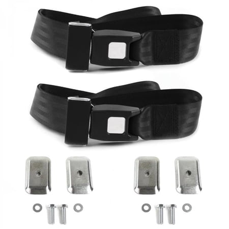 Standard 2 Point Black Lap Bucket Seat Belt Kit with Bracketry & 2 Belts for 1975-1979 Chevy Nova