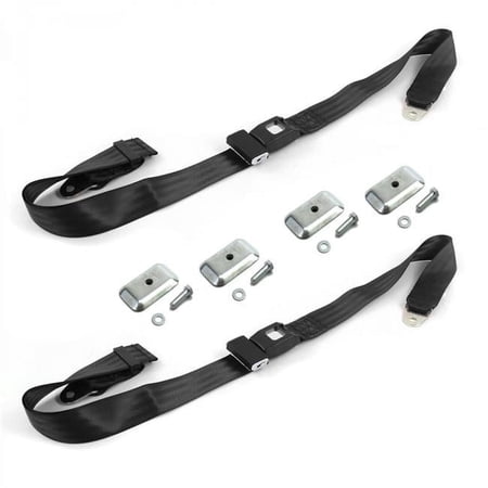 Standard 2 Point Black Lap Bucket Seat Belt Kit with Bracketry for 1961-1980 IH Scout - 2 Belts