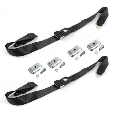 Standard 2 Point Black Lap Bucket Seat Belt Kit with Bracketry for Early Triumph 1946-1954 - 2 Belts
