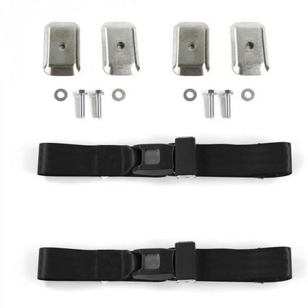Standard 2 Point Black Lap Bucket Seat Belt Kit with Bracketry for Ford Mustang 1979-1993v - 2 Belts