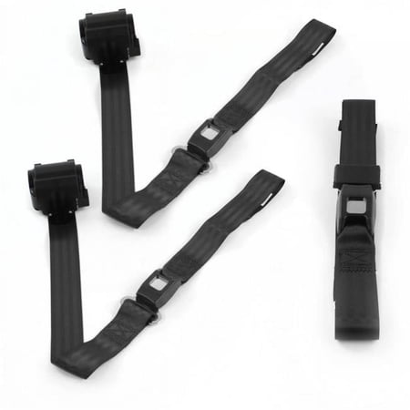 Standard 2 Point Black Retractable Bench Seat Belt Kit for 1935-1940 Ford - 3 Belts