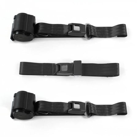 Standard 2 Point Black Retractable Bench Seat Belt Kit for 1961-1967 Ford Van - 3 Belts