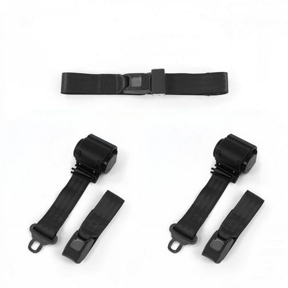 Standard 2 Point Black Retractable Bench Seat Belt Kit for 1970 Ford Fairlane - 3 Belts
