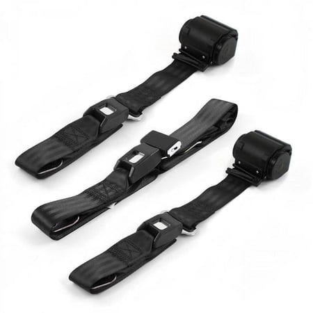 Standard 2 Point Black Retractable Bench Seat Belt Kit for Chevy FS Blazer 1969-1972 - 3 Belts