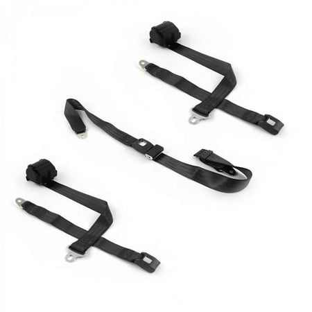 Standard 2 Point Black Retractable Bench Seat Belt Kit for Chevy LUV Truck 1972-1980 - 3 Belts