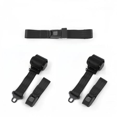 Standard 2 Point Black Retractable Bench Seat Belt Kit for Ford Fairlane 1966-1967 - 3 Belts