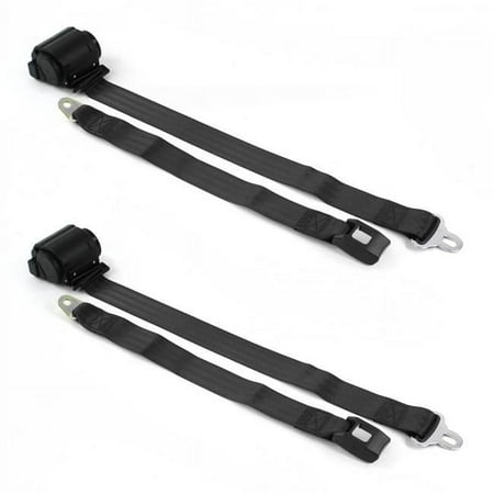Standard 2 Point Black Retractable Bucket Seat Belt Kit for 1955-1957 Chevy Bel Air - 2 Belts