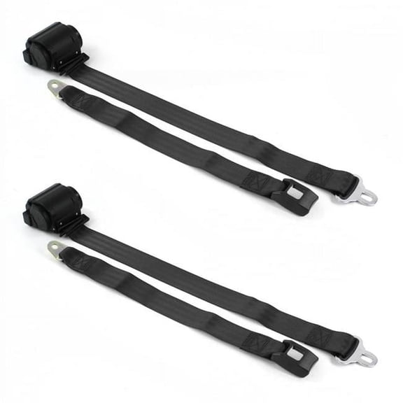 Standard 2 Point Black Retractable Bucket Seat Belt Kit for 1955-1957 Chevy Bel Air - 2 Belts