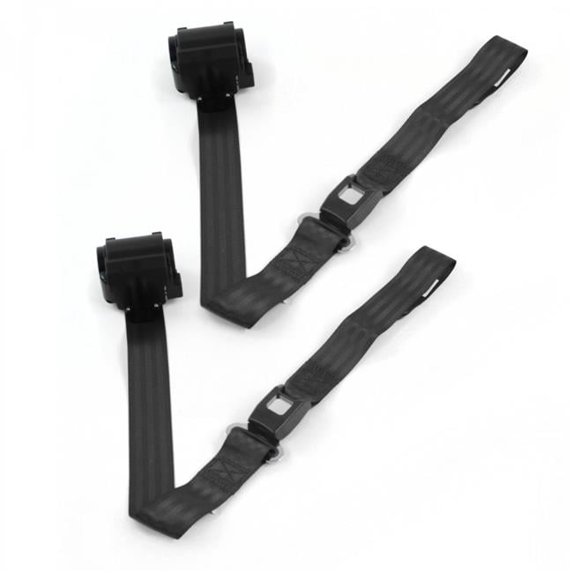 Standard 2 Point Black Retractable Bucket Seat Belt Kit for Chevy Impala 1961-1964 - 2 Belts