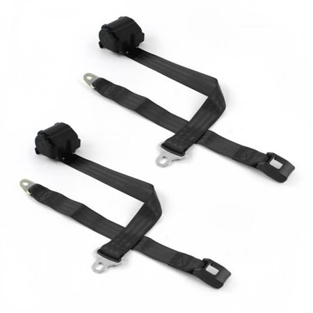 Standard 2 Point Black Retractable Bucket Seat Belt Kit for Ford Thunderbird 1955-1957 - 2 Belts
