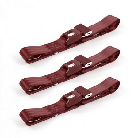 Standard 2 Point Burgundy Lap Bench Seat Belt Kit for 1941-1948 Ford - 3 Belts