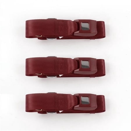 Standard 2 Point Burgundy Lap Bench Seat Belt Kit for Ford Thunderbird 1961-1966 - 3 Belts
