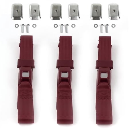 Standard 2 Point Burgundy Lap Bench Seat Belt Kit with Bracketry for 1971-1986 Jeep CJ & DJ - 3 Belts