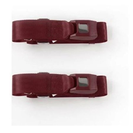 Standard 2 Point Burgundy Lap Bucket Seat Belt Kit with Bracketry & 2 Belts for 1967-1972 Chevy Truck
