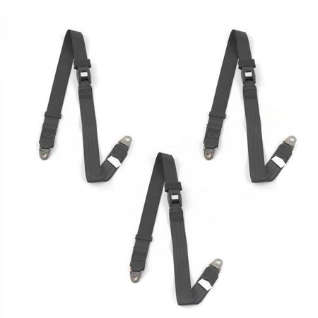 Standard 2 Point Charcoal Lap Bench Seat Belt Kit for 1944-1952 Jeep Willys - 3 Belts