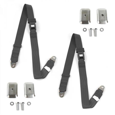 Standard 2 Point Charcoal Lap Bucket Seat Belt Kit with Bracketry & 2 Belts for 1974-1983 Jeep Cherokee