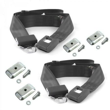 Standard 2 Point Charcoal Lap Bucket Seat Belt Kit with Bracketry for 1946-1954 Early Triumph - 2 Belts