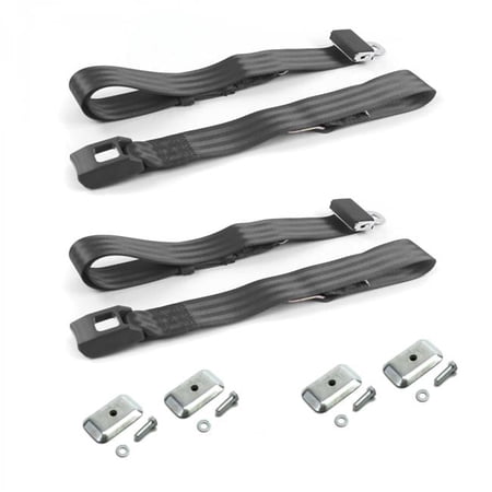 Standard 2 Point Charcoal Lap Bucket Seat Belt Kit with Bracketry for 1987-1996 Jeep Wrangler - 2 Belts