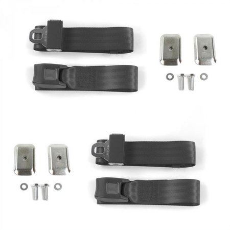 Standard 2 Point Charcoal Lap Bucket Seat Belt Kit with Bracketry for Buick Special 1949-1958 - 2 Belts