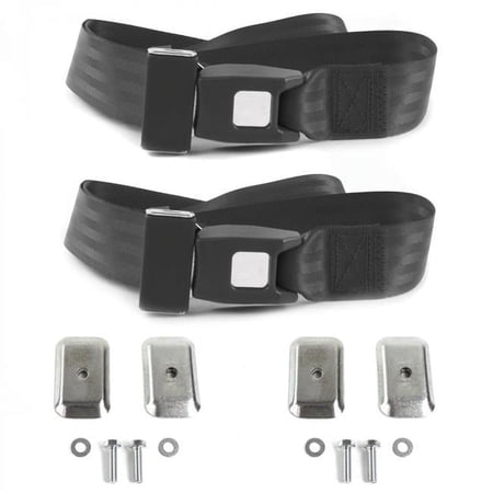 Standard 2 Point Charcoal Lap Bucket Seat Belt Kit with Bracketry for Chevy II 1962-1965 - 2 Belts