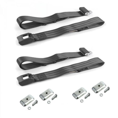 Standard 2 Point Charcoal Lap Bucket Seat Belt Kit with Bracketry for Chevy Impala 1961-1964 - 2 Belts