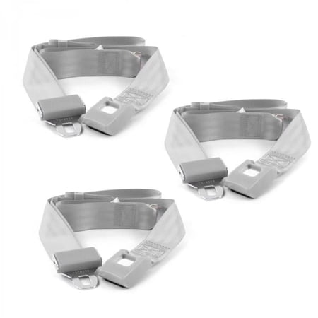 Standard 2 Point Gray & Grey Lap Bench Seat Belt Kit for Desoto 1946-1961 - 3 Belts